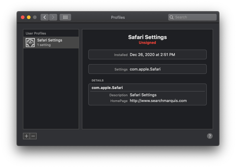 Evil configuration profile