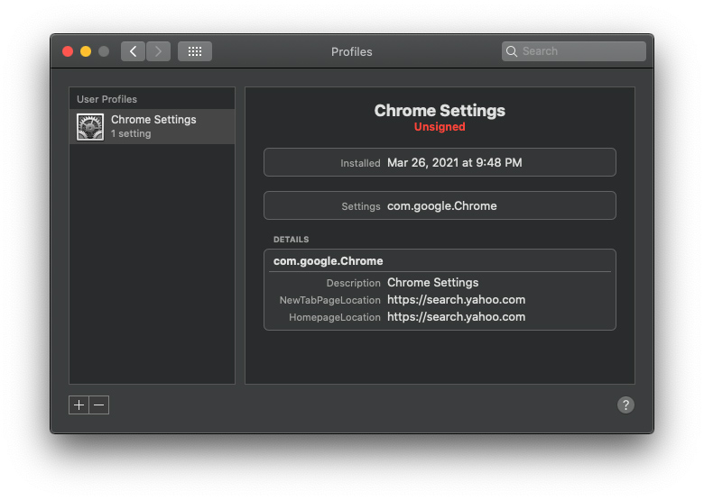 Rogue user profile complicates Yahoo redirect virus removal from Mac