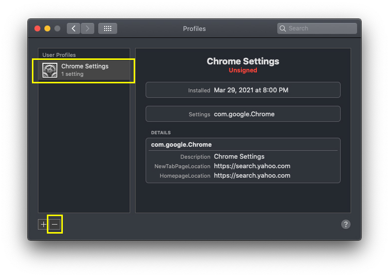 Delete unwanted user profile