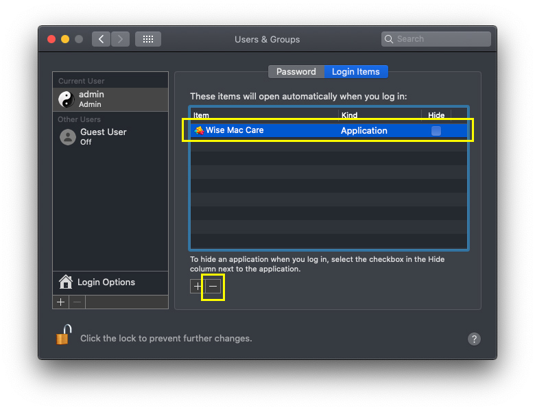 Remove rogue login items